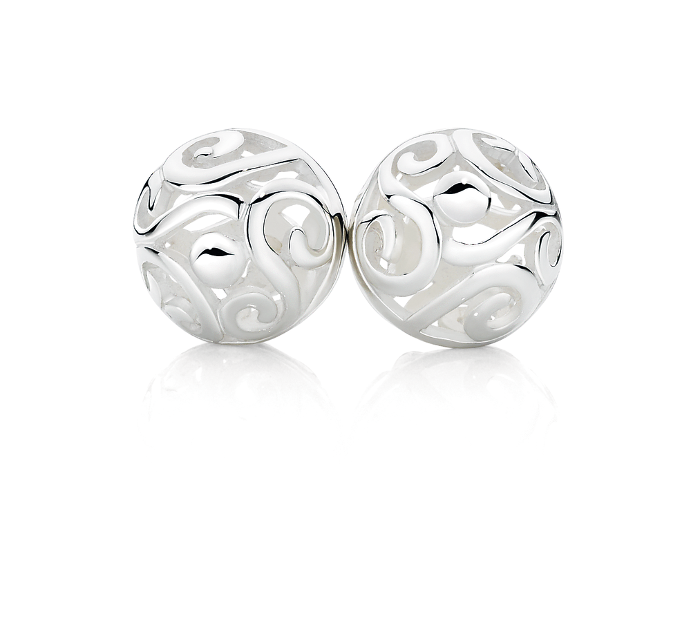 Silver 10mm Euro Ball Earrings  Von Treskow