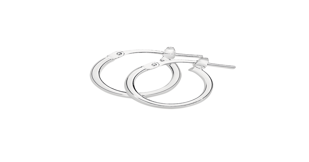 Silver 10mm Round Plain Tube Hoop Earrings Angus & Coote