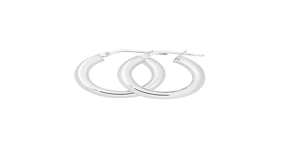 Silver 12mm Round Light Tube Hoop Earrings Angus & Coote