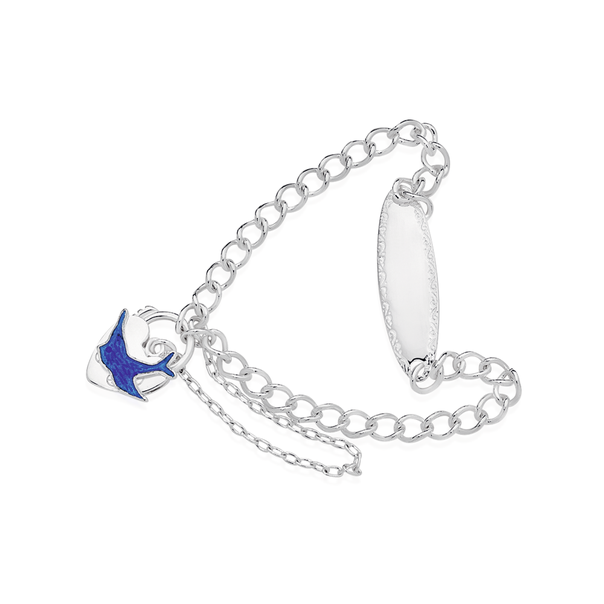 Silver 15cm Bluebird Padlock Identity Bracelet