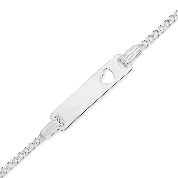 Silver 15cm Open Heart Identity Bracelet