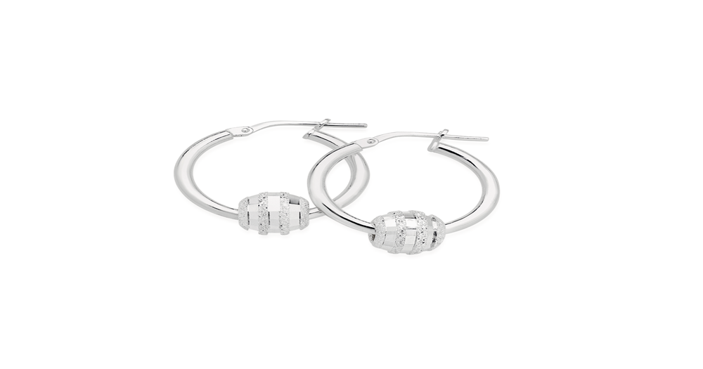 Silver 15mm Diamond Cut Ball Hoop Earrings Angus & Coote