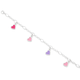 Silver 17cm Pink & Lavender Enamel Heart Charm Bracelet