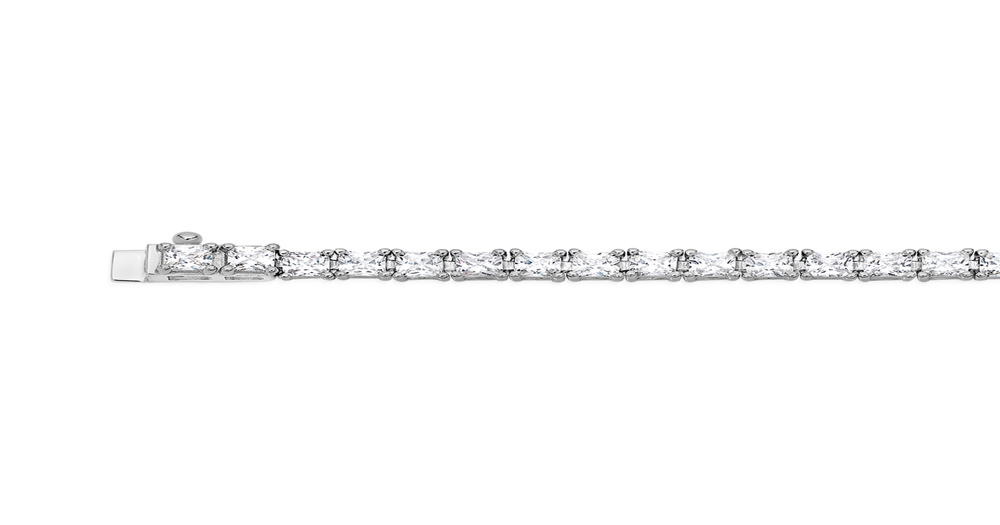 Silver 19cm 3mm Square Cz Tennis Bracelet in White Angus & Coote