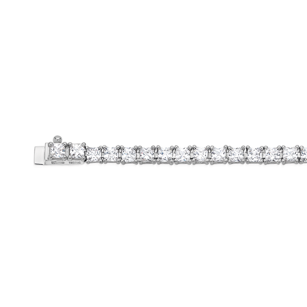 Silver 19cm 3mm Square CZ Tennis Bracelet