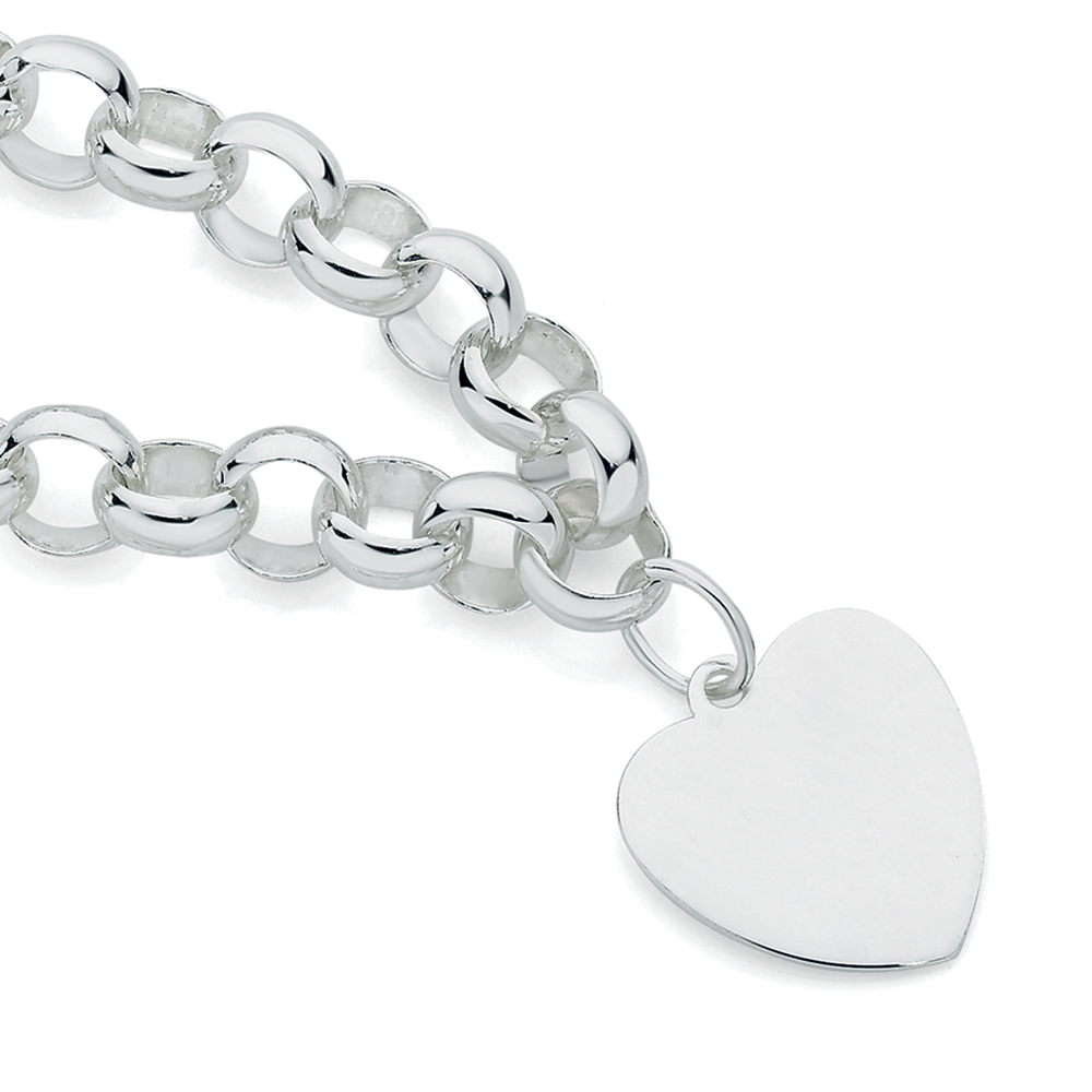 Silver 20cm Belcher With Heart Disk Bracelet Bracelets Angus and Coote