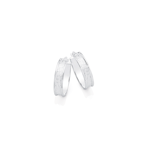 Silver 20MM Diamond Cut Centre with Edge Hoops