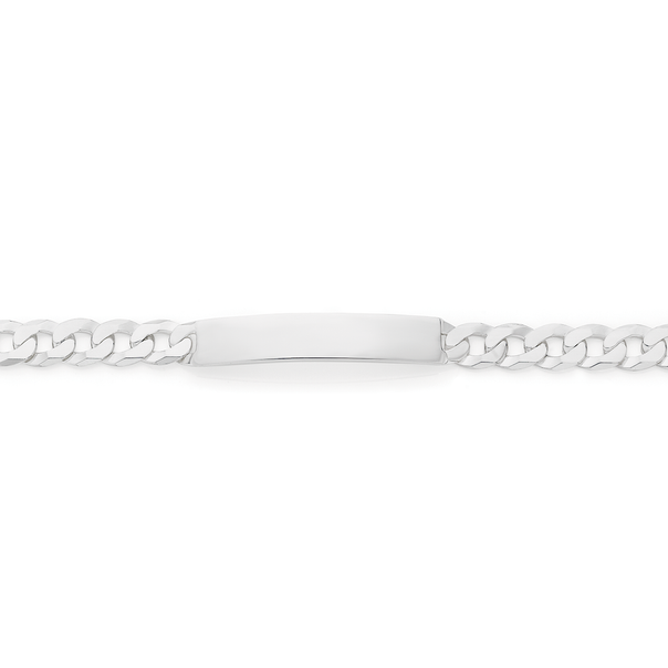 Silver 21cm Curb Id Men's Bracelet