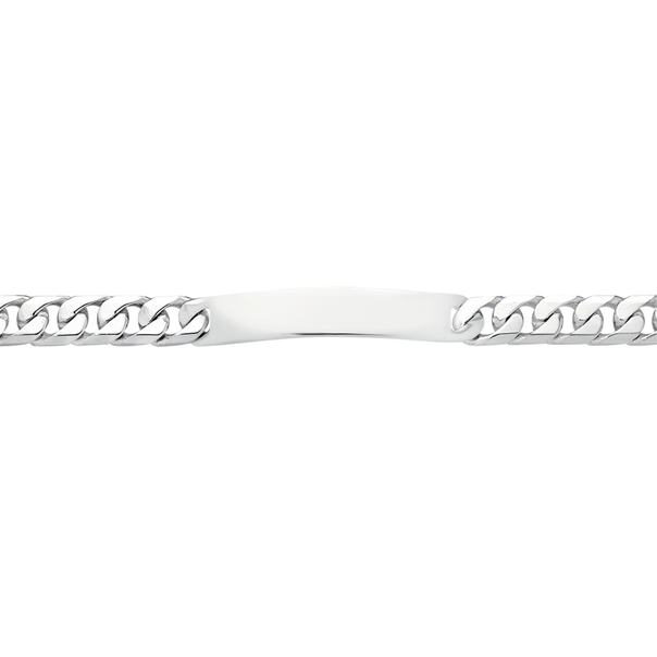 Silver 21cm Diamond Cut Curb Identity Bracelet.