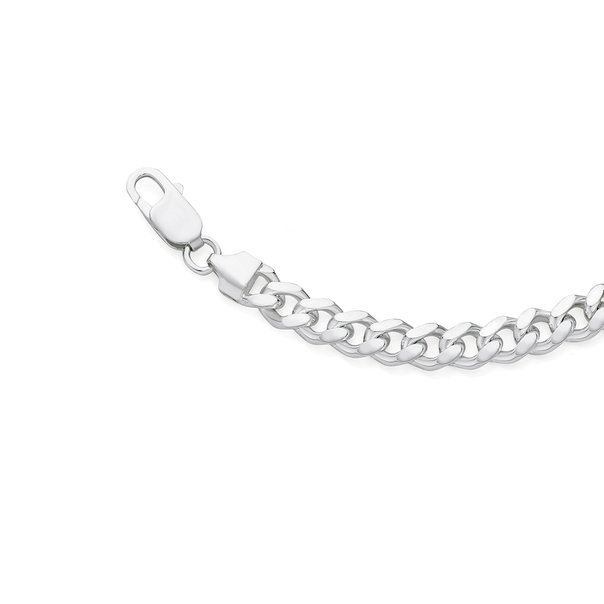Silver 21cm Medium Solid Oval Curb Bracelet