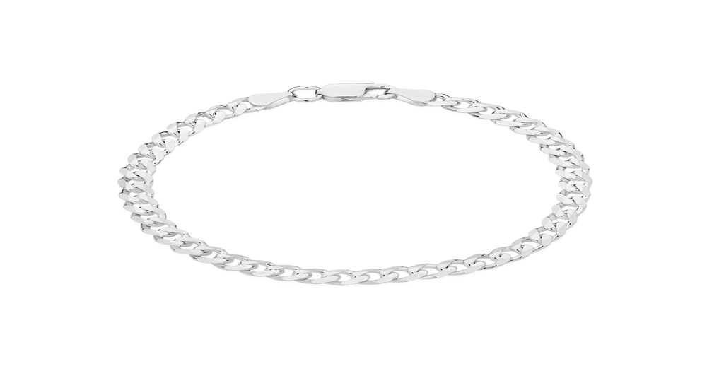 Silver 21cm Solid Curb Bracelet Angus & Coote