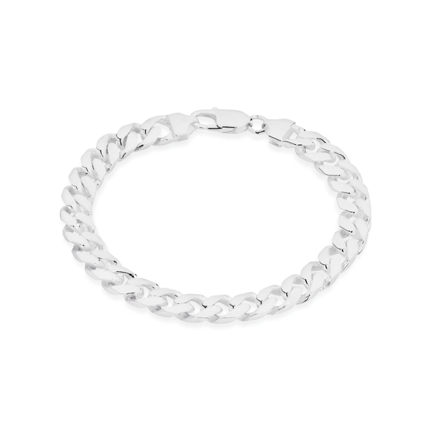 Silver 21cm Solid Oval Curb Bracelet