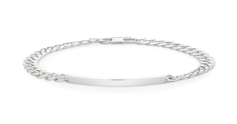 Silver 22cm Solid Curb Id Bracelet Angus & Coote