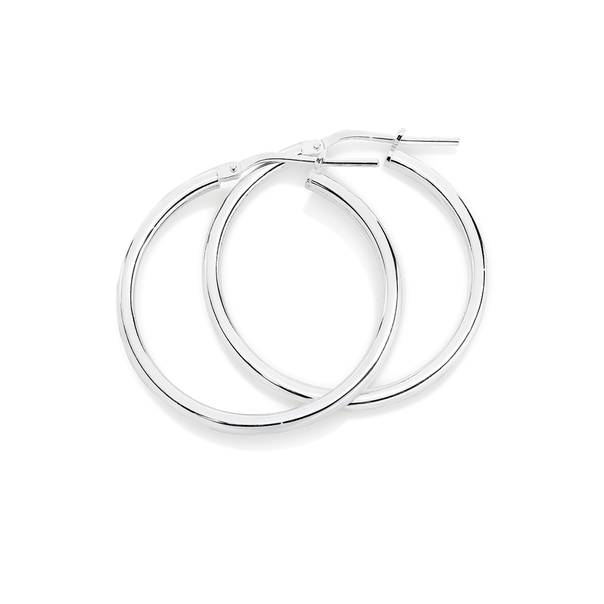 Silver 2.2x25mm Hoop Earrings