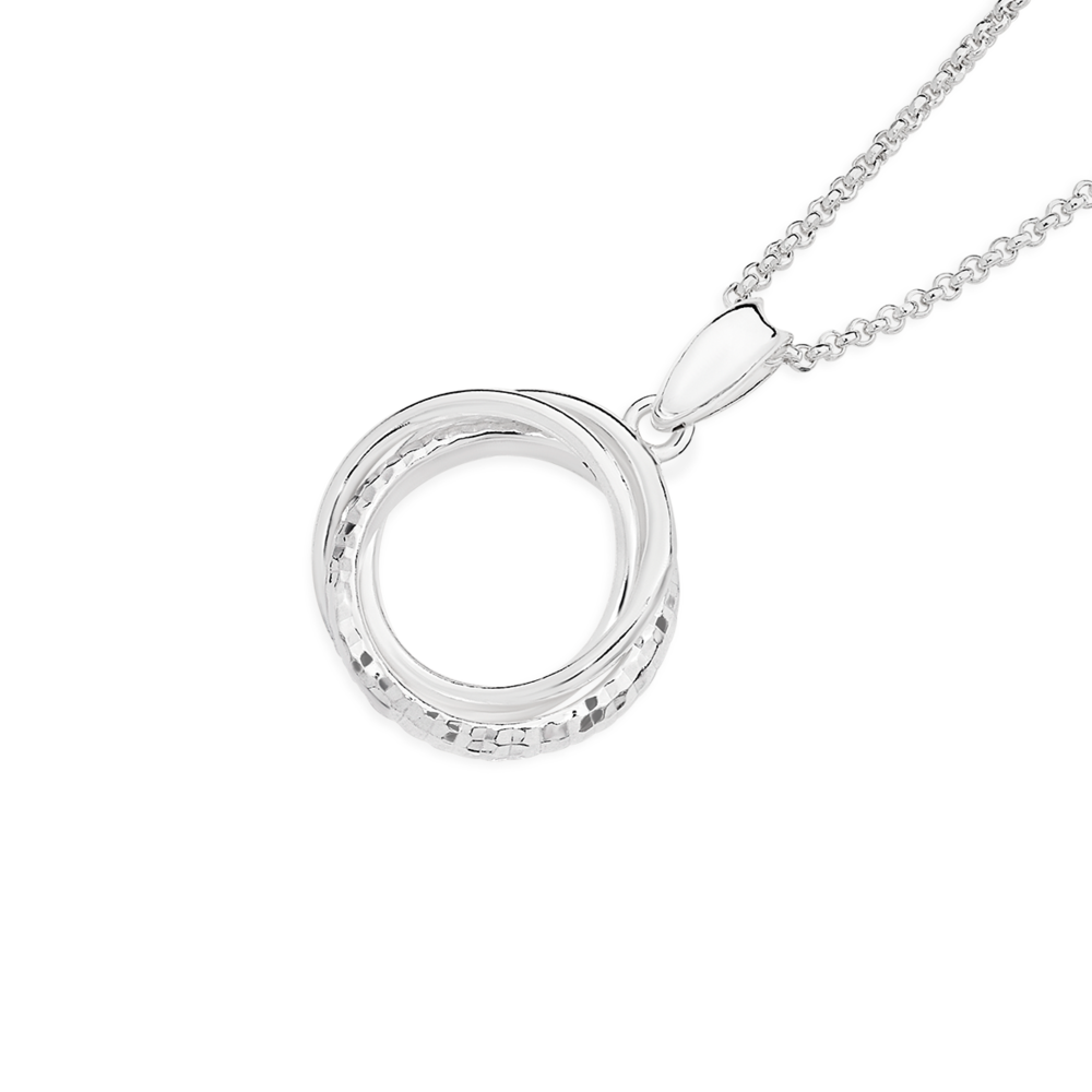 Interlocking Circles Necklace with Diamonds Sterling Silver | Kay Outlet