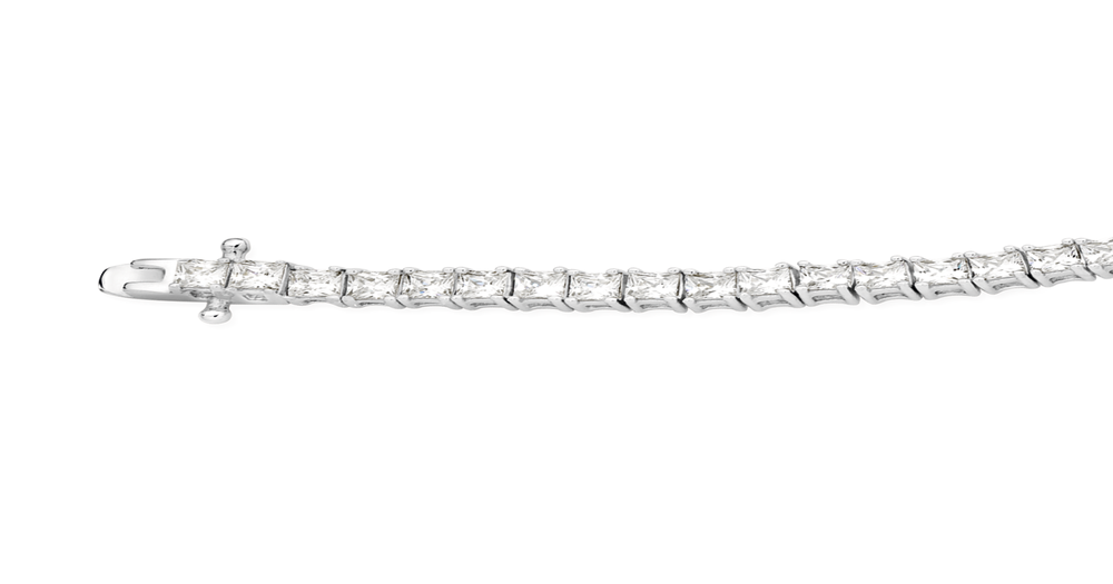 Silver 3.5mm Square Claw Set Cz Tennis Bracelet in White Angus & Coote