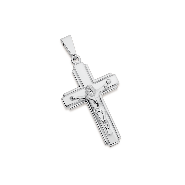 Silver 35mm Square Edge Crucifix Pendant