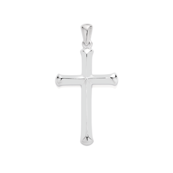 Silver 40mm Bevel Style Cross - No Chain