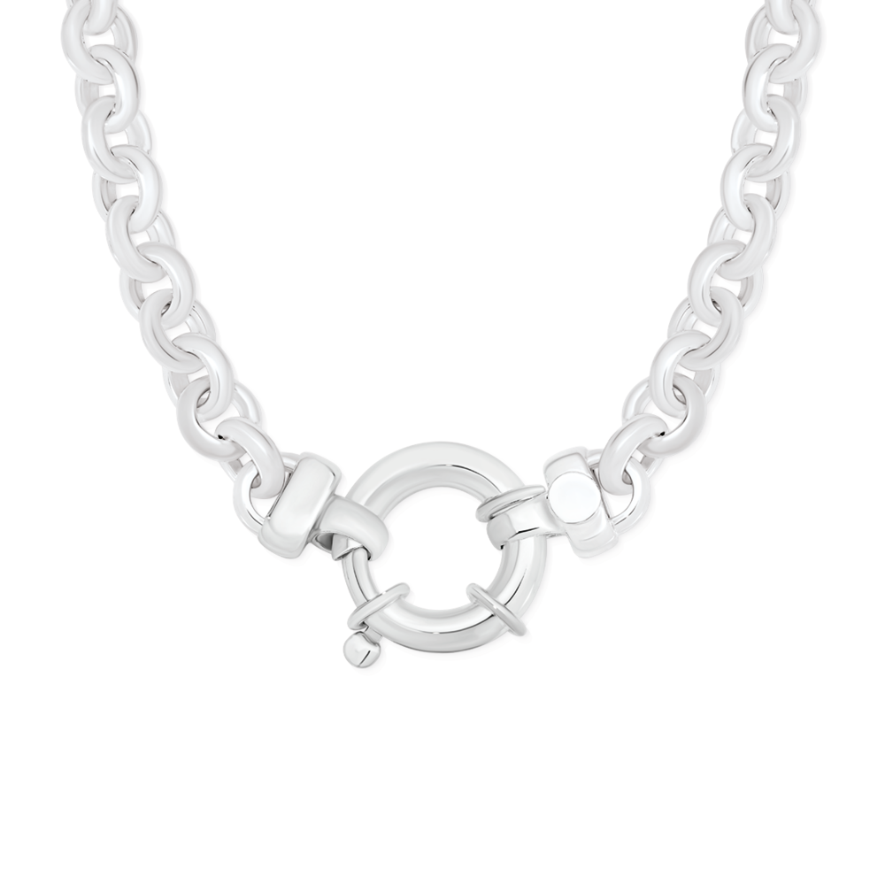 Silver 45cm Belcher Boltring Necklace