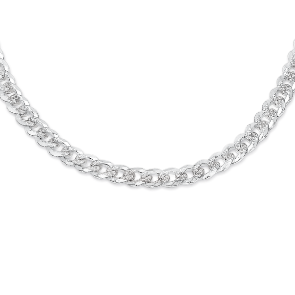 Silver 45cm Fancy Diamond Cut Curb Chain