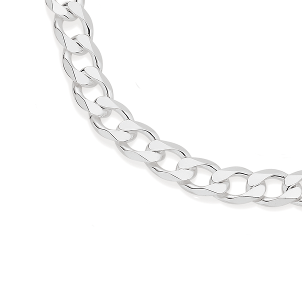 Silver 50cm Flat Dia Cut Bevelled Curb Chain