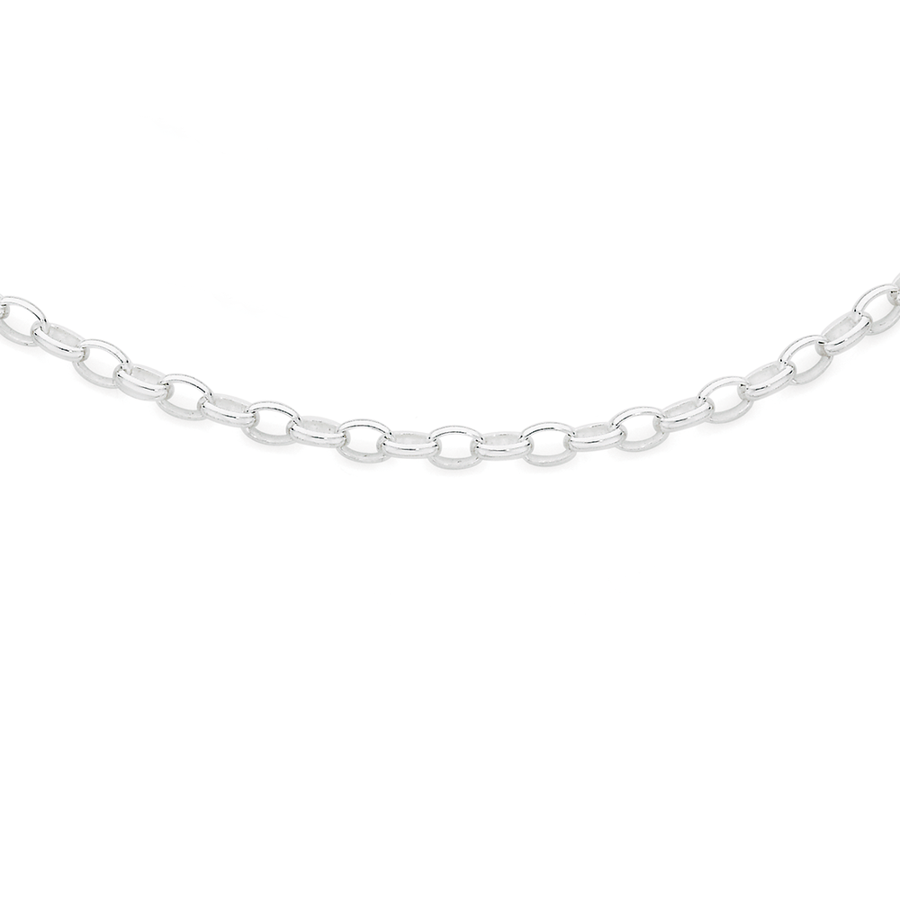 Silver 50cm Oval Solid Belcher Chain 