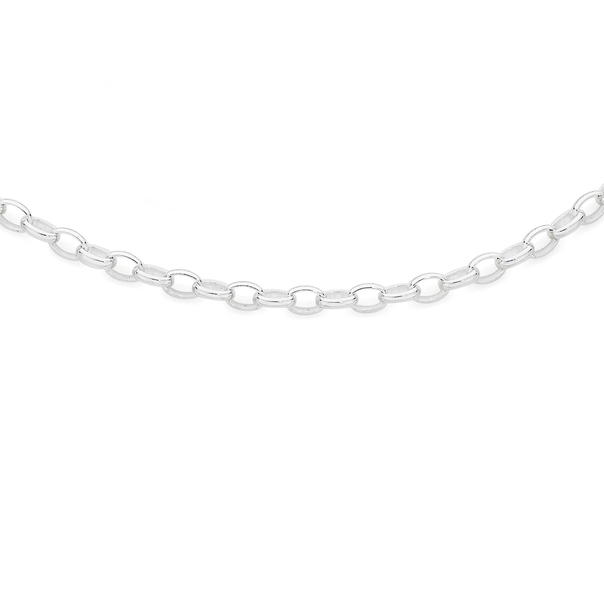 Silver 50cm Oval Solid Belcher Chain