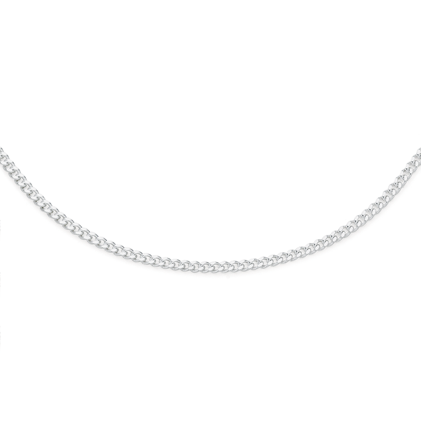 Silver 55cm Diamond Cut Solid Curb Chain