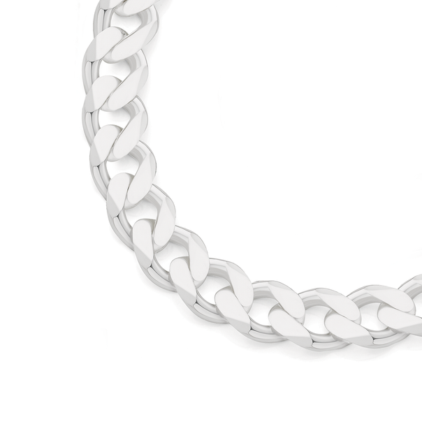 Silver 55cm Solid Bevelled Curb Chain