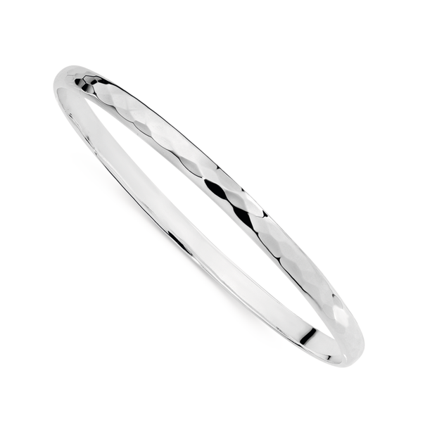 Silver 65mm Solid Hammered Bangle