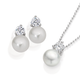 Silver 7mm Cultured Freshwater Pearl & CZ Pendant and Earrings Set