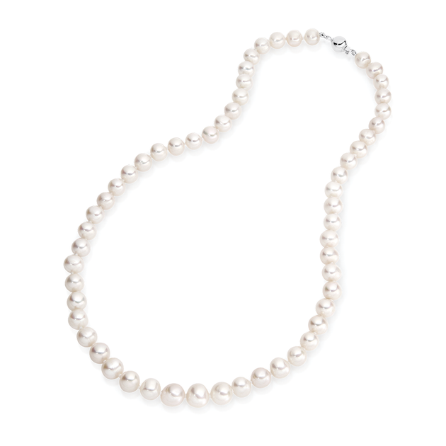 Silver 7x7.5mm Cultured Freshwater Pearl Necklet in White | Angus & Coote