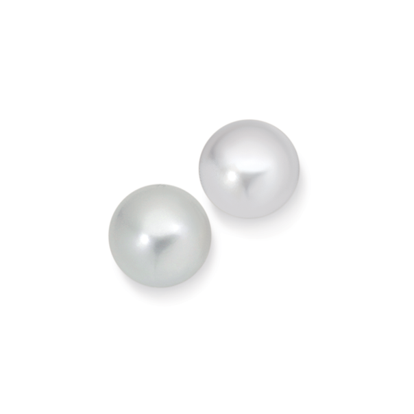 Silver 9 x 9.5mm Cultured Freshwater Pearl Button Pearl Earrings