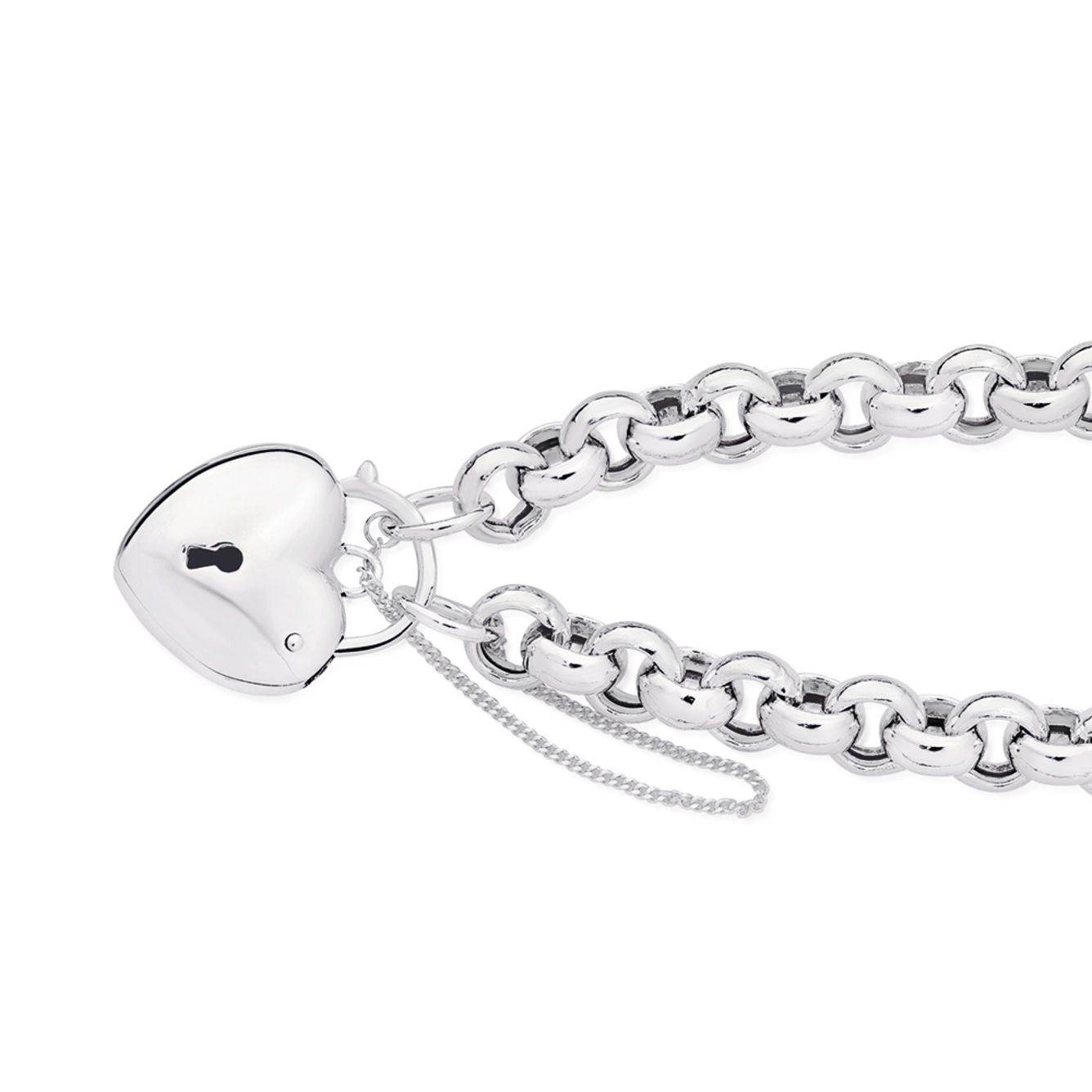 Silver 19cm Rounded Long Link Fob Bracelet | Bracelets & Bangles ...