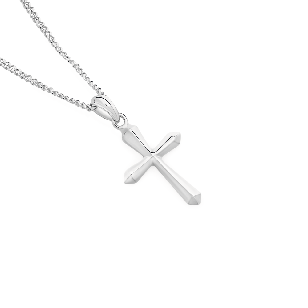 Silver Bevel Centre Cross Pendant Angus Coote