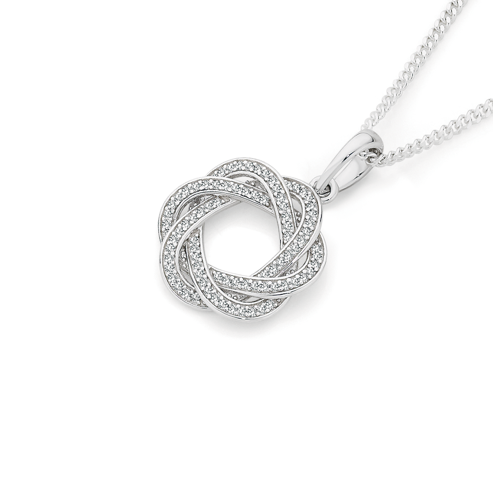 Silver Cubic Zirconia Circle Knot 