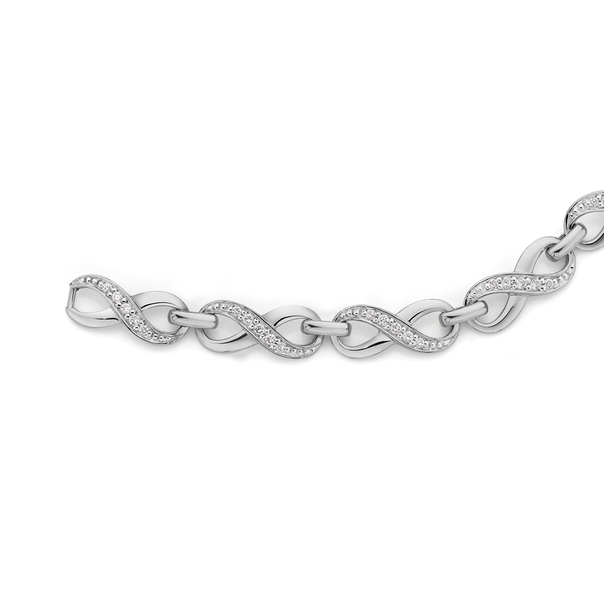 Silver Cubic Zirconia Infinity Bracelet