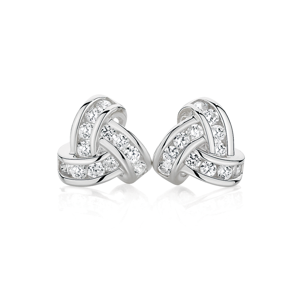Silver Cubic Zirconia Knot Studs