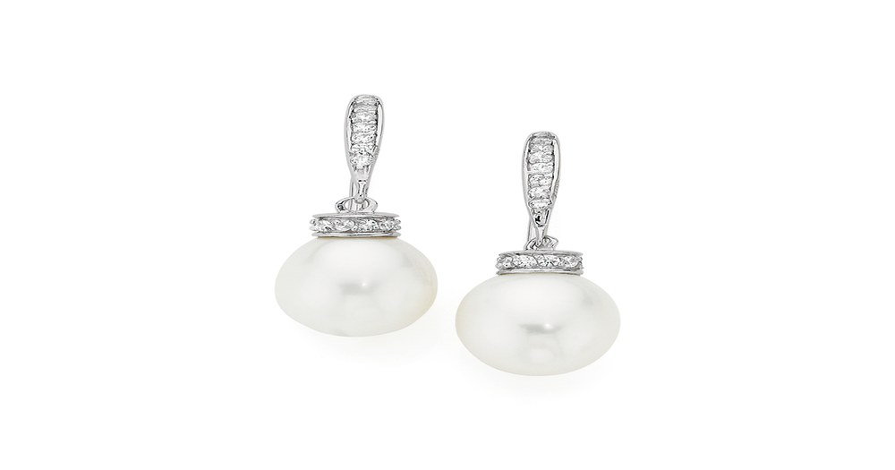 Gloucester White Freshwater Pearl Silver Drop Earrings