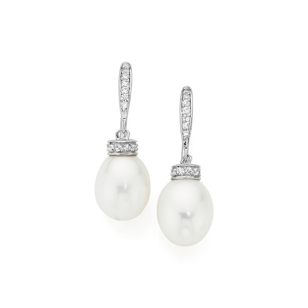 Silver Cultured Fresh Water Pearl Drop Earrings