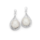 Silver Cultured Freshwater Pearl & CZ Pear Twist Drop Earrings