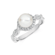 Silver Cultured Freshwater Pearl & CZ Twist Band Ring