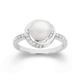 Silver Cultured Freshwater Pearl & CZ Twist Ring