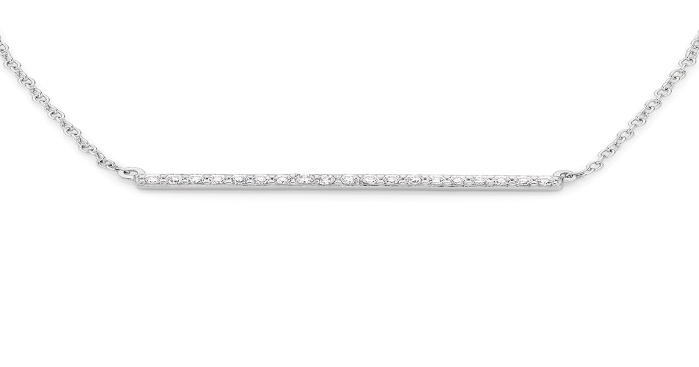 Silver Cz Bar Necklace in White Angus & Coote