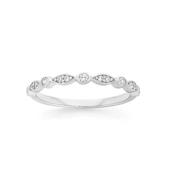 Silver CZ Bezel & Marquise Friendship Ring