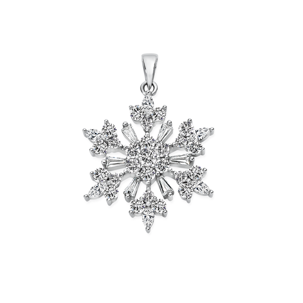 Silver CZ Cluster Snowflake Pendant