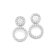 Silver CZ Double Claw Set Circle Drop Earrings