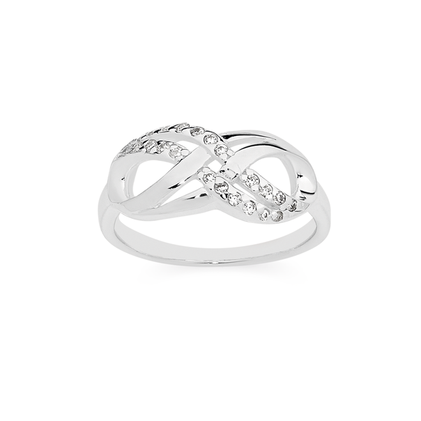 Silver CZ Double Infinity Ring