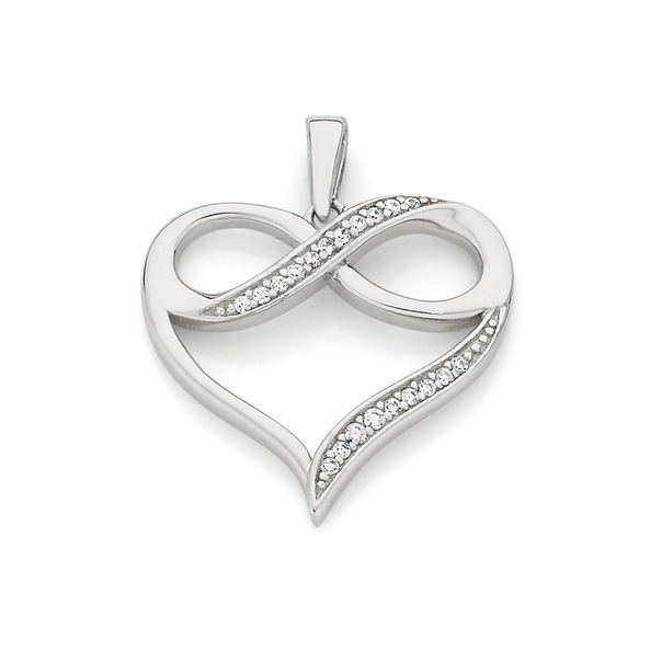 Silver CZ Infinity Heart Pendant