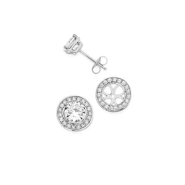 Silver Cz Interchangeable Stud Earrings in White | Angus & Coote